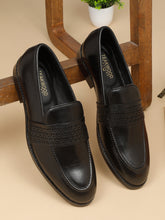 Load image into Gallery viewer, Men's Black Solid Leather Slip-on shoes