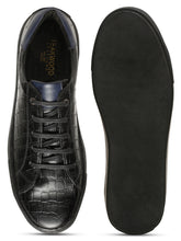Load image into Gallery viewer, Men's Stylish Black Lace-Up Texture Sneakers Leather Shoes