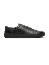 Load image into Gallery viewer, Men's Stylish Black Lace-Up Texture Sneakers Leather Shoes
