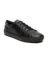 Load image into Gallery viewer, Men's Stylish Black Lace-Up Texture Sneakers Leather Shoes