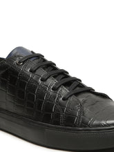 Load image into Gallery viewer, Men's Stylish Black Lace-Up Texture Sneakers Leather Shoes
