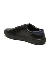 Load image into Gallery viewer, Men's Stylish Black Lace-Up Texture Sneakers Leather Shoes