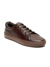 Load image into Gallery viewer, Men's Stylish Brown Lace-Up Texture Sneakers Leather Shoes