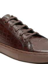 Load image into Gallery viewer, Men's Stylish Brown Lace-Up Texture Sneakers Leather Shoes