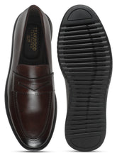 Load image into Gallery viewer, Men's Brown Solid Leather Loafers Shoes