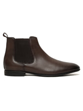 Load image into Gallery viewer, Men's Brown Solid Leather Mid-Top Chelsea Boots