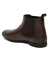 Load image into Gallery viewer, Men's Brown Solid Leather Mid-Top Chelsea Boots