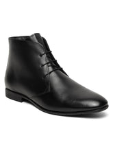 Load image into Gallery viewer, Men's Black Solid Leather Lace-up Chukka Boots