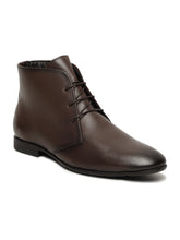 Load image into Gallery viewer, Men's Brown Solid Leather Lace-up Chukka Boots