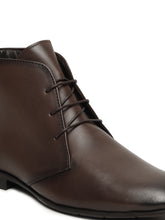 Load image into Gallery viewer, Men's Brown Solid Leather Lace-up Chukka Boots