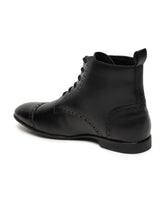 Load image into Gallery viewer, Men's Black Laser Cut-Work Leather Chukka Boots