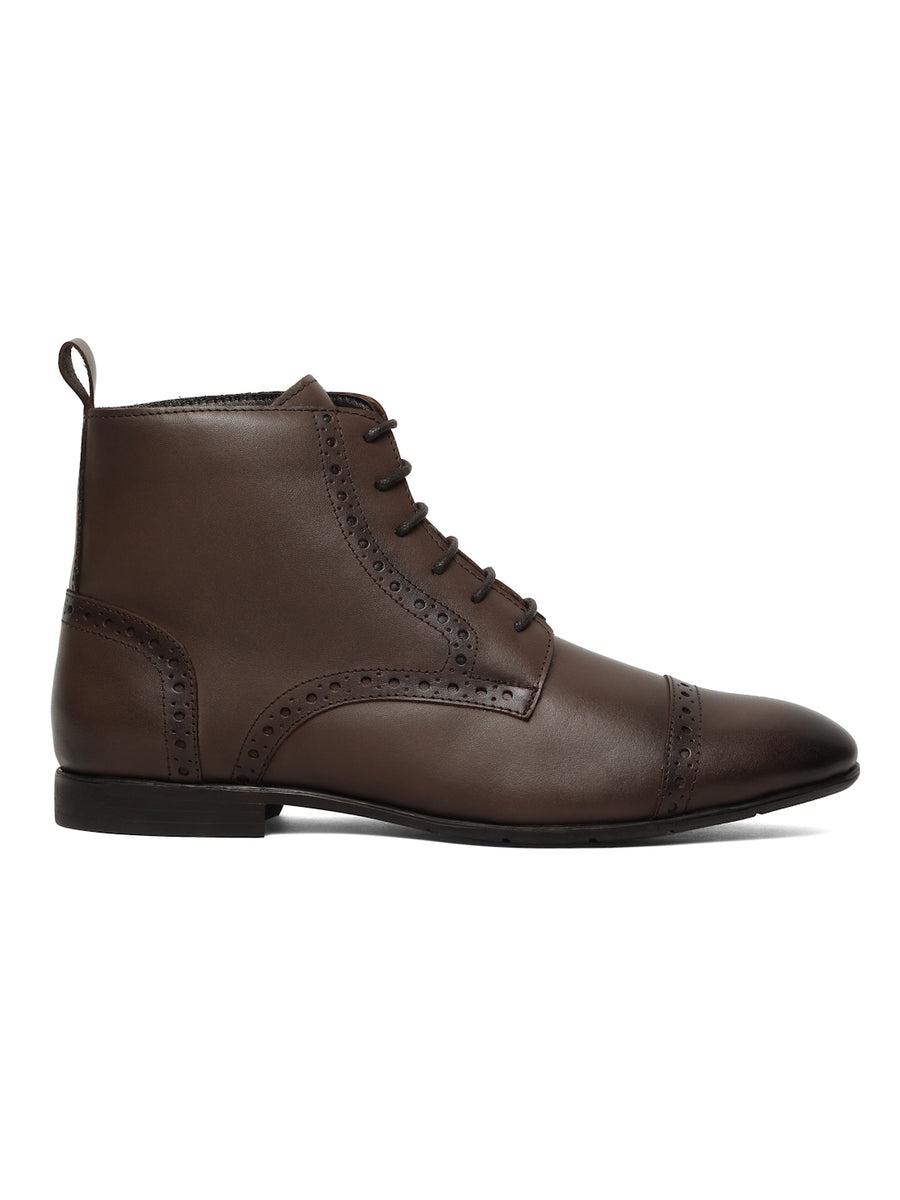 Men's Brown Laser Cut-Work Leather Chukka Boots – Teakwood Leathers