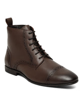 Load image into Gallery viewer, Men's Brown Laser Cut-Work Leather Chukka Boots