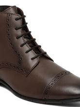 Load image into Gallery viewer, Men's Brown Laser Cut-Work Leather Chukka Boots