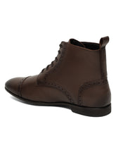 Load image into Gallery viewer, Men's Brown Laser Cut-Work Leather Chukka Boots