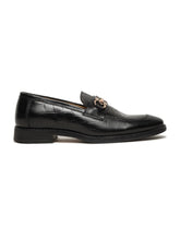 Load image into Gallery viewer, Men's Black Texture Slip-On Loafers With Buckle