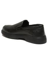 Load image into Gallery viewer, Men Black Leather Solid Slip-On Shoes