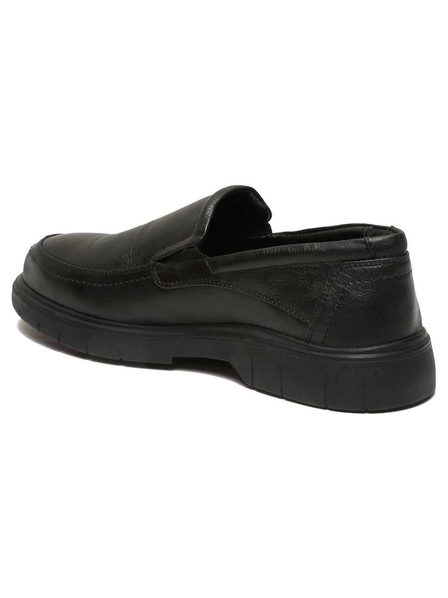 Men Black Leather Solid Slip-On Shoes1