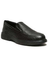 Load image into Gallery viewer, Men Black Leather Solid Slip-On Shoes