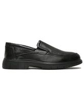 Load image into Gallery viewer, Men Black Leather Solid Slip-On Shoes