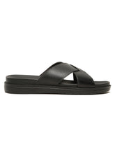 Load image into Gallery viewer, Men's Black Leather Criss - Cross Slippers