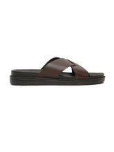 Load image into Gallery viewer, Men's Brown Leather Criss - Cross Slippers
