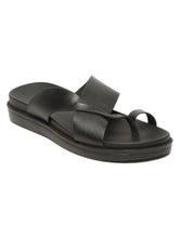 Load image into Gallery viewer, Men's Black Leather Toe Loop Sandals