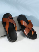 Load image into Gallery viewer, Men's Tan Leather Toe Loop Sandals