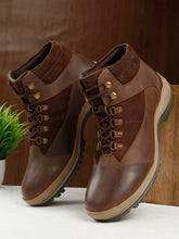 Load image into Gallery viewer, Men's Brown Leather Mid-Top Hiking Boots