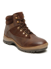 Load image into Gallery viewer, Men's Brown Leather Mid-Top Hiking Boots