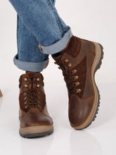Load image into Gallery viewer, Men's Brown Leather Mid-Top Hiking Boots