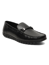 Load image into Gallery viewer, Men's Black Weave Pattern Leather 360 Loafers