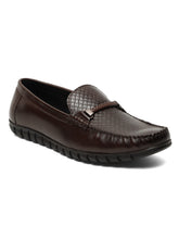 Load image into Gallery viewer, Men's Brown Weave Pattern Leather 360 Loafers