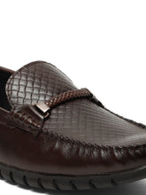 Load image into Gallery viewer, Men's Brown Weave Pattern Leather 360 Loafers