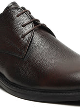 Load image into Gallery viewer, Men's Brown Texture Leather Derbies Shoes