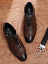 Load image into Gallery viewer, Men's Pine Two-Tone Texture Leather Derbies Shoes