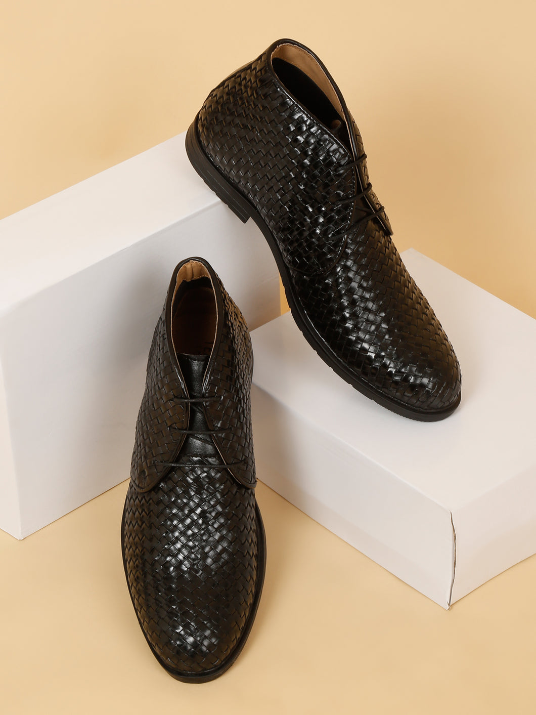 Men Black Leather Casual Shoes