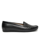 Load image into Gallery viewer, Teakwood Leathers Women Black Printed Slip-on Loafers