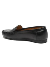 Load image into Gallery viewer, Teakwood Leathers Women Black Printed Slip-on Loafers
