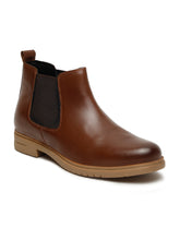 Load image into Gallery viewer, Men's Tan Solid Leather Chelsea boots