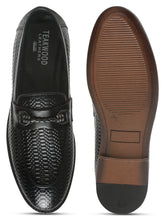 Load image into Gallery viewer, Men's Black Texture Patterned Leather Loafers