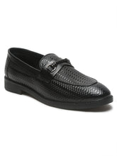 Load image into Gallery viewer, Men's Black Texture Patterned Leather Loafers