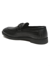Load image into Gallery viewer, Men's Black Texture Patterned Leather Loafers