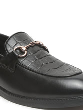 Load image into Gallery viewer, Men's Black Croco Texture Leather Loafers
