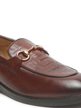 Load image into Gallery viewer, Men's Brown Croco Texture Leather Loafers