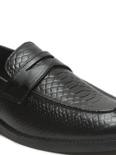 Load image into Gallery viewer, Men's Black Classy Patterned Texture Leather Loafers