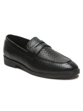 Load image into Gallery viewer, Men's Black Classy Patterned Texture Leather Loafers