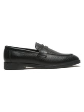 Load image into Gallery viewer, Men's Black Classy Patterned Texture Leather Loafers