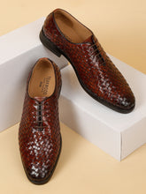 Load image into Gallery viewer, Men Brown Leather Basket Wave Oxford