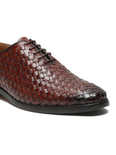 Load image into Gallery viewer, Men Brown Leather Basket Wave Oxford